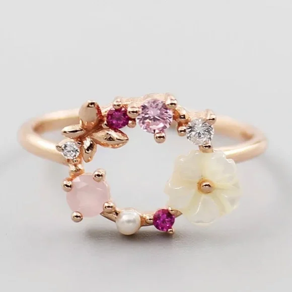 ROSE GOLD PLATED FLOWER RING - Picture 4 of 4